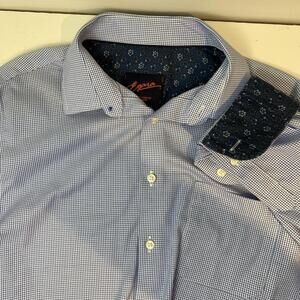 Egara  Men's Slim Fit Stretch Flip Cuff Patterned Long Sleeve Sport Shirt Size L